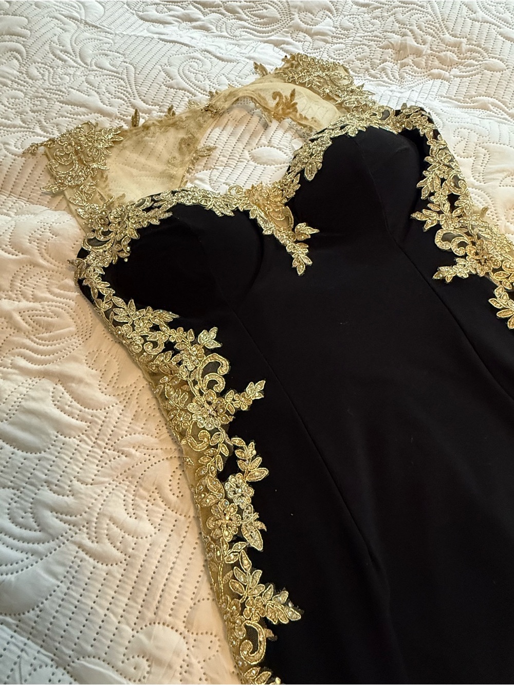 Fiesta Fashion Black Gold Mermaid Formal Gown L - Picture 13 of 14